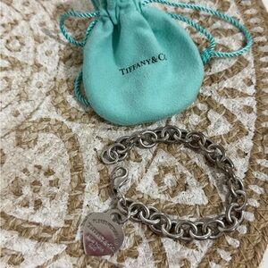 Tiffany & Co. Silver Chain Bracelet with Heart Tag